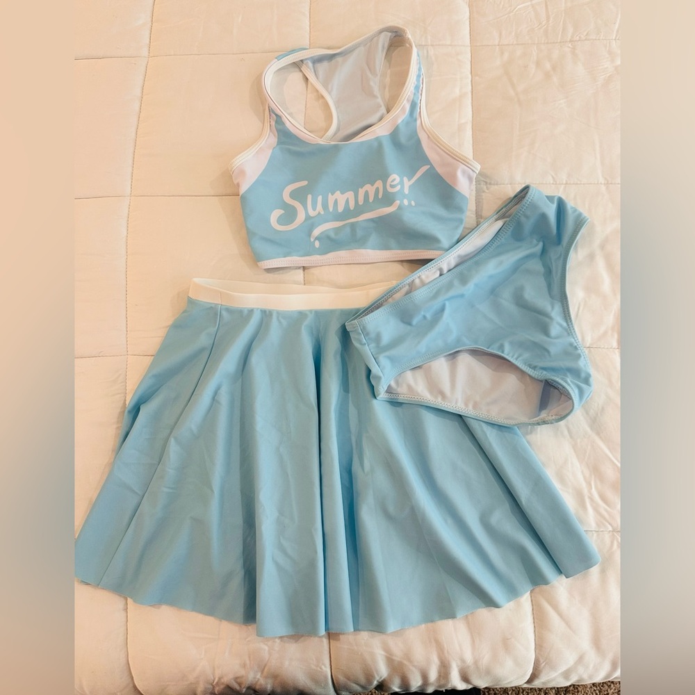 SHEIN Girls Light Blue Three-Piece Swim Set
